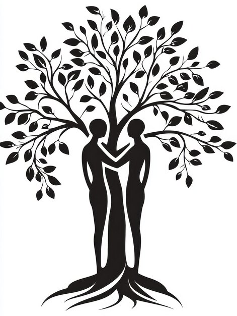 Photo tree of life with embracing couple