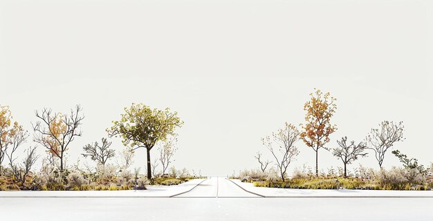 Photo a tree lined street with trees on the right side