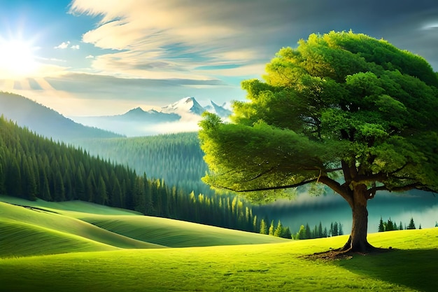 tree and nature sunrise background