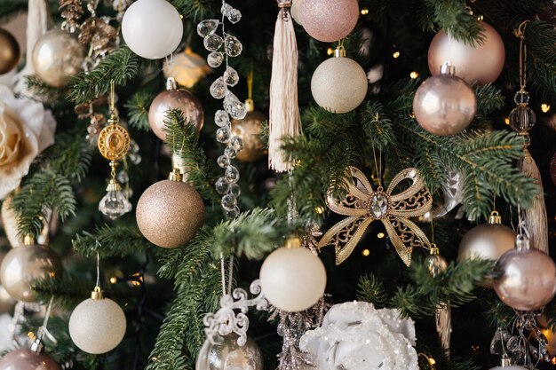 Tree ornaments on Christmas tree