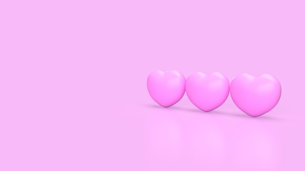 The tree pink heart for love or valentine concept 3d rendering