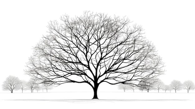 Tree silhouettes isolated on white background