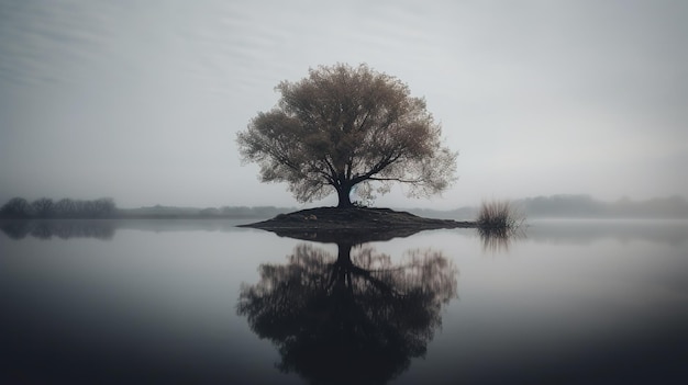 A tree on a small island with the word willow on it