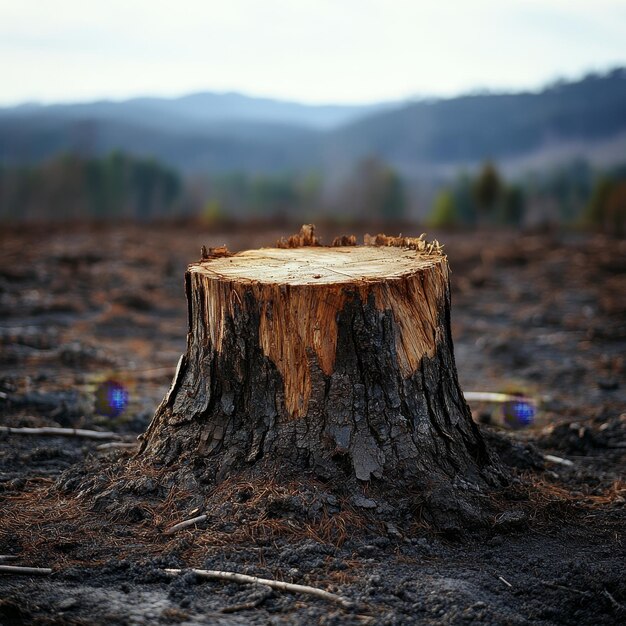 Photo tree stump in devoid landscape