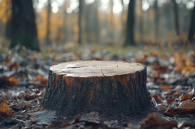 Photo tree stump in forest clearing