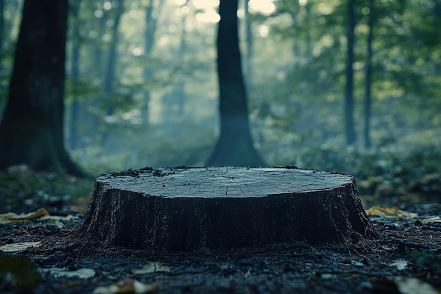 Photo tree stump in forest clearing