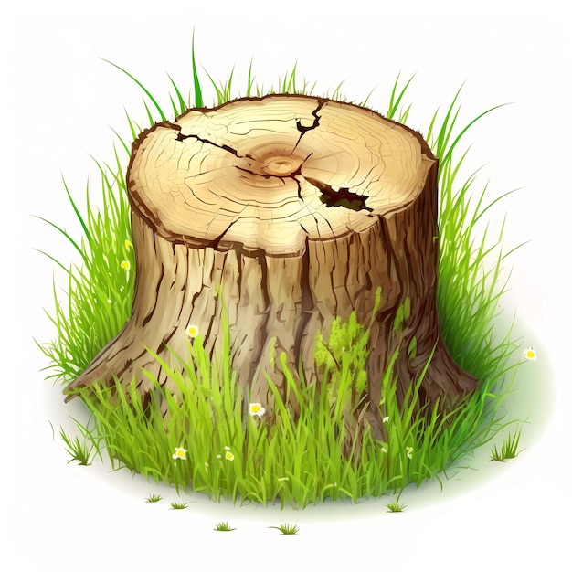 A tree stump with a cut out of it