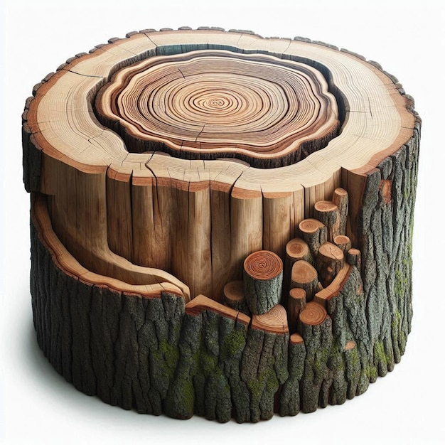 Photo a tree stump with a log cut out of it