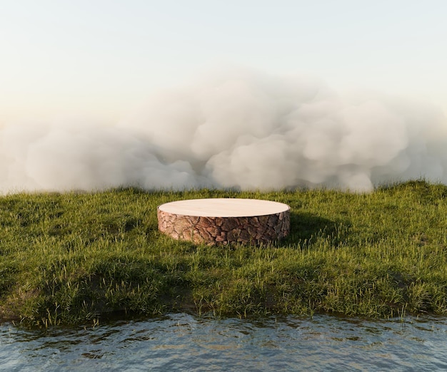 Photo a tree stump with a tree stump in the middle of it