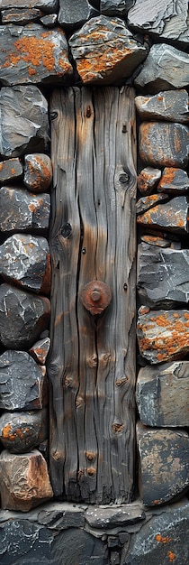 Photo a tree trunk with a rusty bolt in the middle