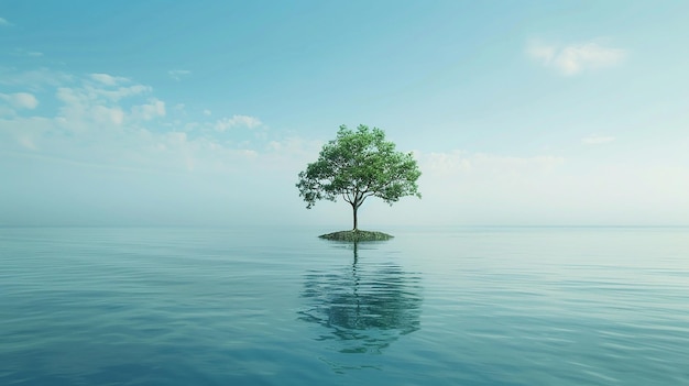 Photo a tree in the water with the sky in the background