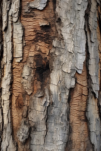 A tree with a bark that has a black hole in it.