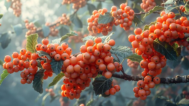 Photo a tree with berries and leaves that have the word berry on it