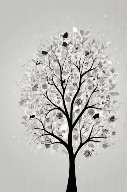 Photo a tree with birds on it and the words quot birds quot on it