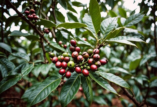 Photo a tree with a bunch of coffee beans on it