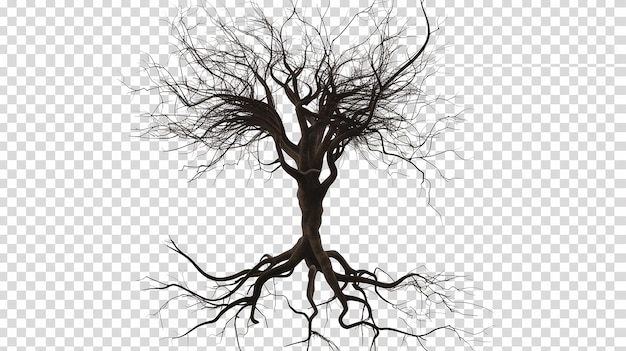 Tree with Elaborate Root System Isolated on Transparent background