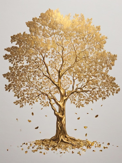 a tree with gold leaves and the word quot the tree quot on it