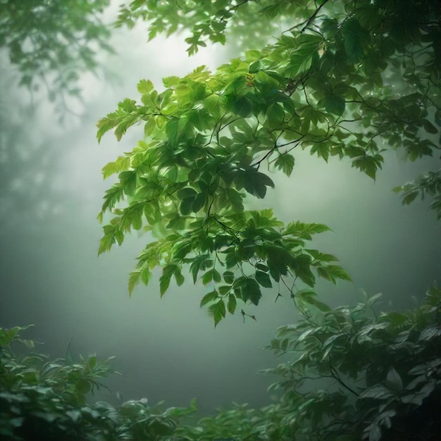 a tree with green leaves and a blur of the sun shining through the leaves