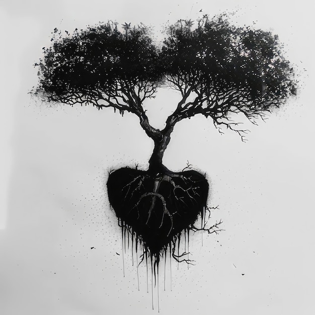 A tree with a heart shaped tree captured beautifully