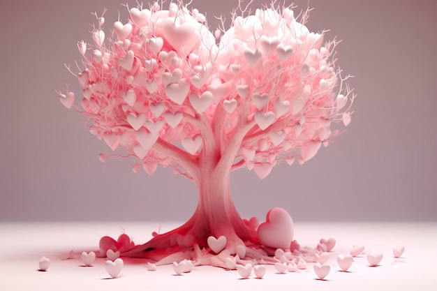 Tree with hearts Generative AI