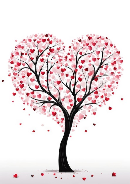 Photo a tree with hearts and a heart that says love in it