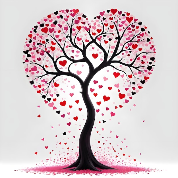 Photo a tree with hearts and a heart that says love