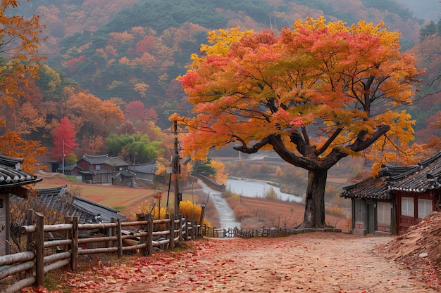 a tree with a house on the side of it