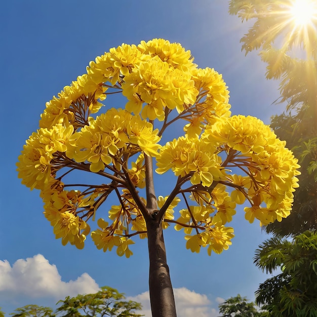 a tree with a large flower in the middle of it Ai _generated