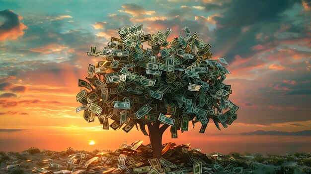 a tree with a lot of money on it and the word quot bank quot on it