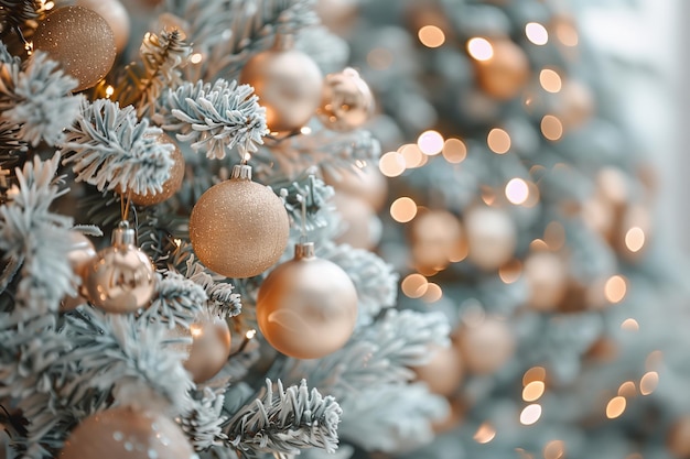 A tree with many gold and silver ornaments on it