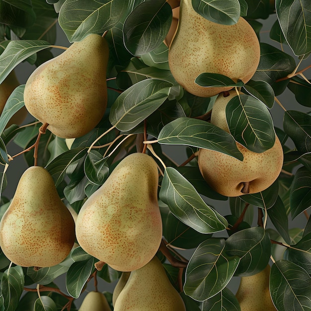 Photo a tree with many pears hanging from it