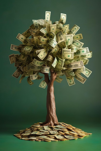 A tree with a money tree on it