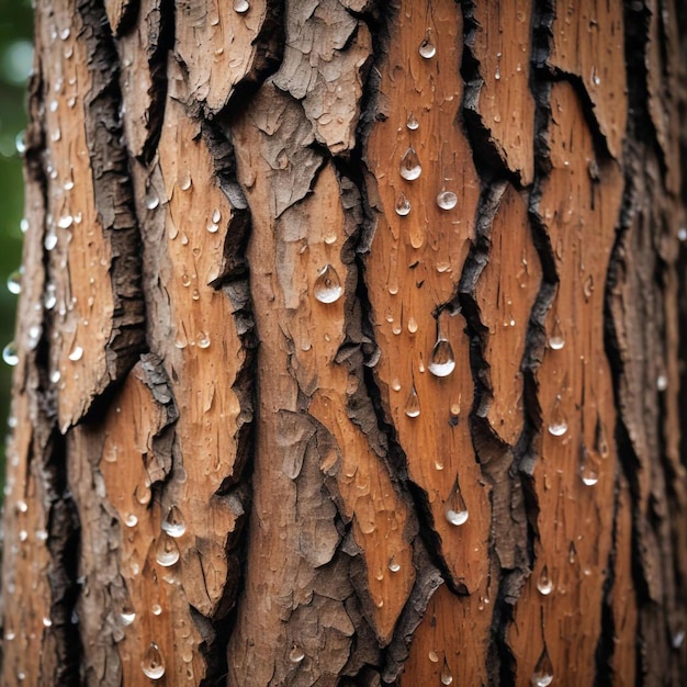 Photo tree with moss and peeling bark capturing the natural beauty of aging wood and lush vegetation