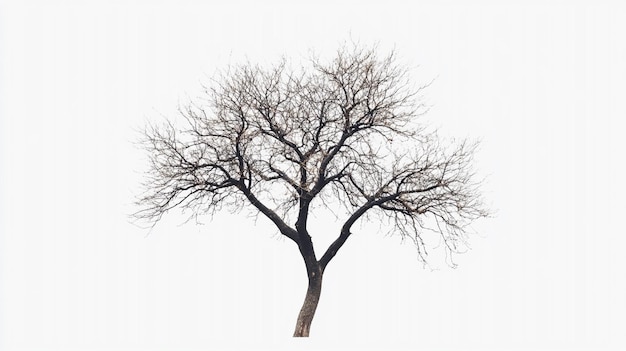 Photo a tree with no leaves in front of a white background