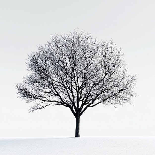 Photo a tree with no leaves is standing in the snow