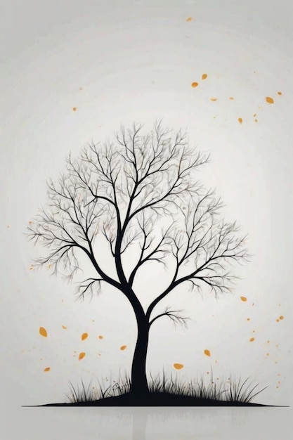 a tree with no leaves on it and a drawing of a tree