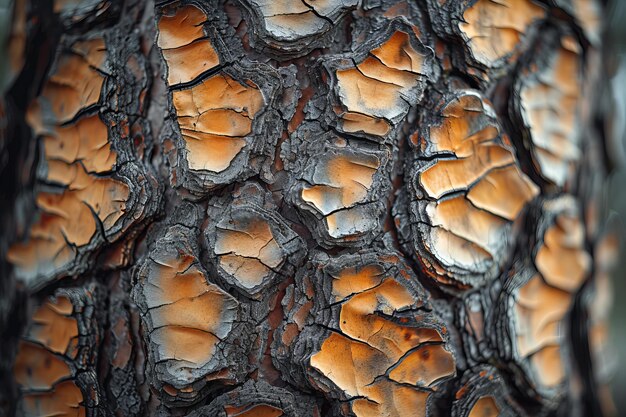 Photo a tree with orange and brown bark that has the date of the bottom