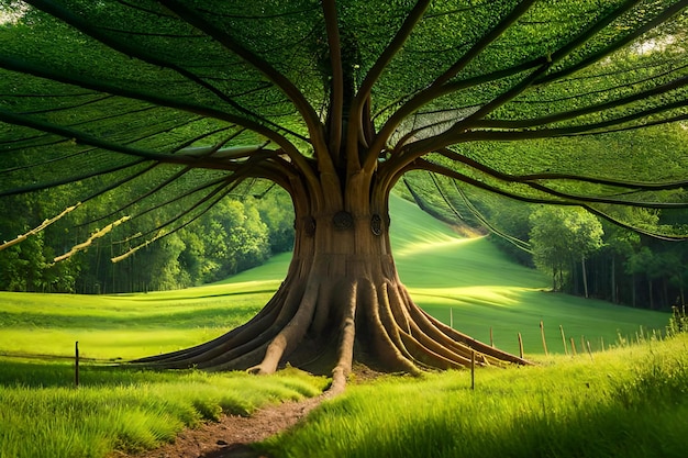 A tree with a path through it