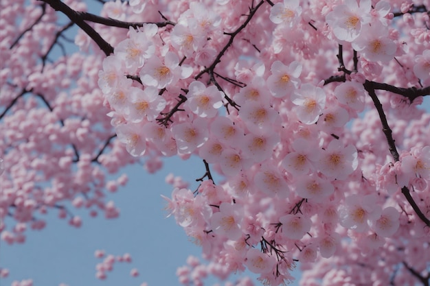 tree with pink flowers in the sky