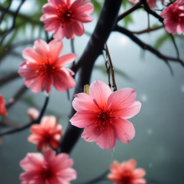 a tree with pink flowers that are blooming