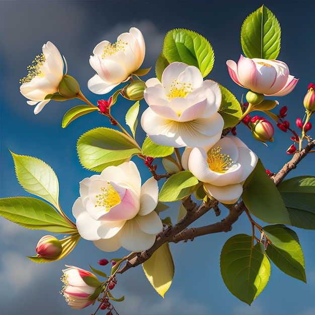 a tree with pink flowers and the word cherry on it