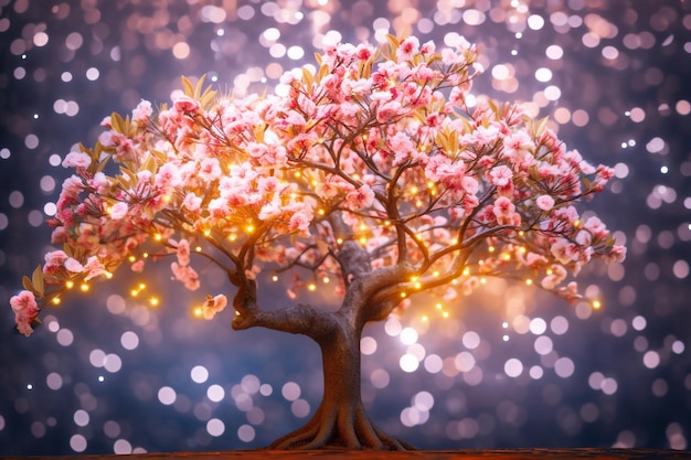 A tree with pink flowers