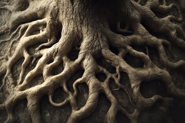 a tree with roots that has the roots exposed