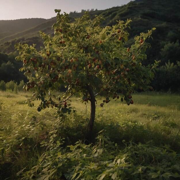 a tree with a sign that says quot apple quot on it