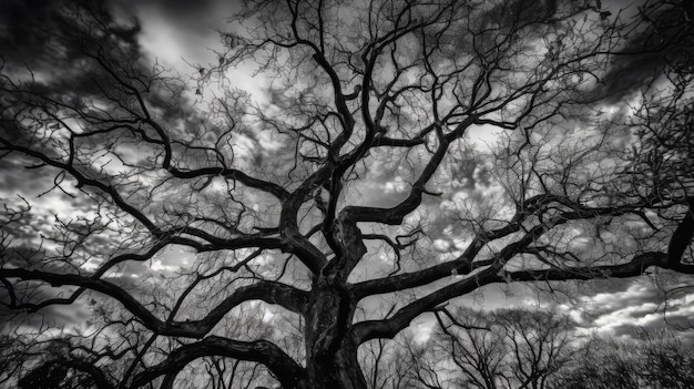 A tree with the sky in the background