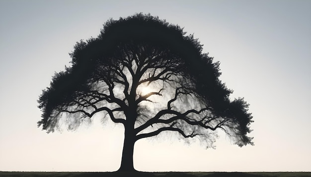 a tree with the sun shining through it