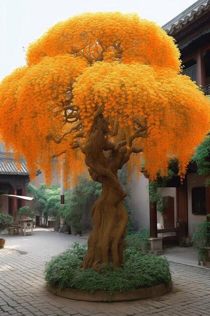 A tree with a thick trunk that has the word willow on it.