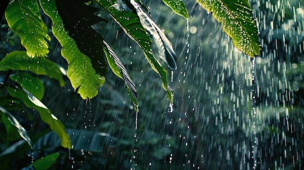 a tree with water drops that is falling down