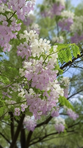 A tree with white flowers and purple leaves