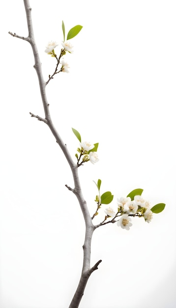 a tree with white flowers and a white background